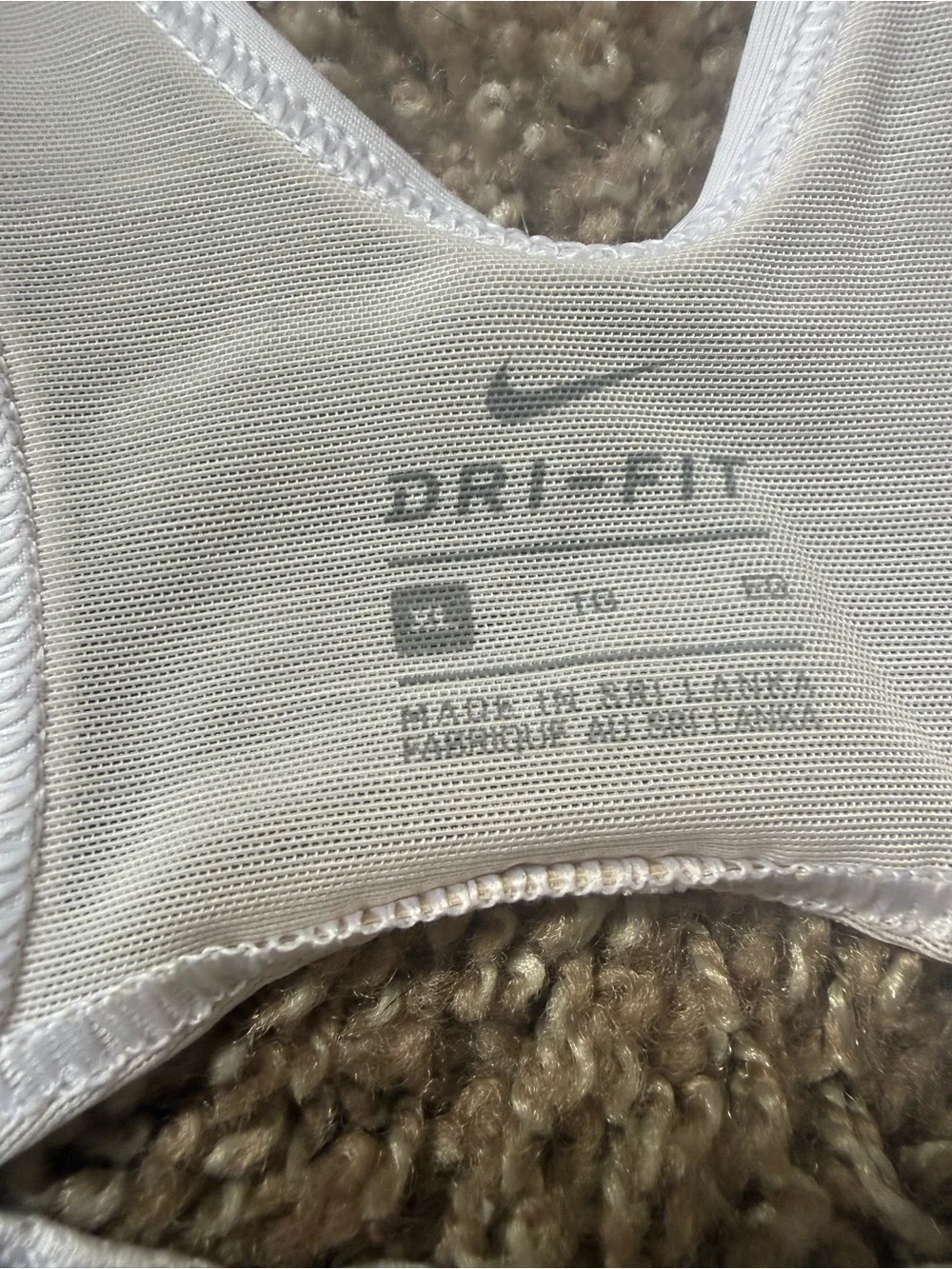 Nike White Racerback Sports Bra with Black Logo Band